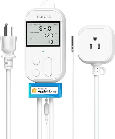Meross Smart Wi-Fi جهاز التحكم في درجة الحرارة ترموستات 15A، يعمل مع Apple Home، Alexa، Google Home، SmartTings تبريد التدفئة للمنزل، تخمير التخمير، الحضانة، الدفيئة، الزواحف، حوض السمك in Kuwait