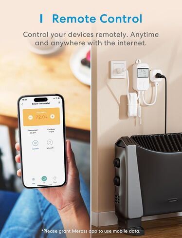 Meross Smart Wi-Fi جهاز التحكم في درجة الحرارة ترموستات 15A، يعمل مع Apple Home، Alexa، Google Home، SmartTings تبريد التدفئة للمنزل، تخمير التخمير، الحضانة، الدفيئة، الزواحف، حوض السمك in Kuwait