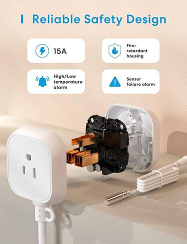 Meross Smart Wi-Fi جهاز التحكم في درجة الحرارة ترموستات 15A، يعمل مع Apple Home، Alexa، Google Home، SmartTings تبريد التدفئة للمنزل، تخمير التخمير، الحضانة، الدفيئة، الزواحف، حوض السمك in Kuwait