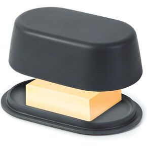 Black Butter Dish with Lid For Countertop - Modern Bamboo Butter Crock - Dishwasher Safe Butter Keeper - Butter Holder Container Perfect For Large European Style Butter Such As Kerrygold