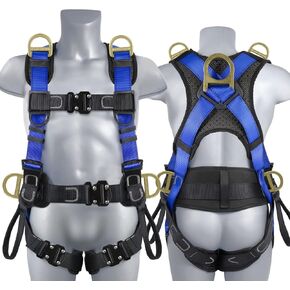 TT TRSMIMA Safety Harness Fall Protection Upgrade 4 Quick Buckles Construction Full Body Harness with 6 Adjustment D-ring