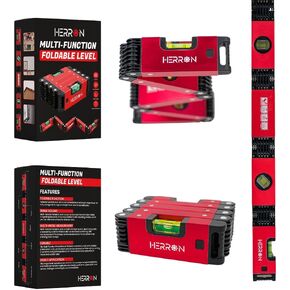 مستوى مغناطيسي قابل للطي من هيرون مقاس صغير 28 انش قابل للتمدد، مع اغطية طرفية وقوارير مضادة للصدمات، ادوات قياس متعددة الزوايا لاعمال النجارة، اداة بناء قابلة للطي من نيفيل in Kuwait