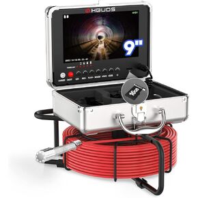 اتش بادز كاميرا الصرف الصحي، كاميرا تصريف، شاشة 9 انش HD للسباكة مع ضوء، كاميرا فحص الصرف الصحي مقاومة للماء IP68، كاميرات انابيب تصريف المدخنة مع مسجل فيديو رقمي للسباكة وصاحب المنزل (165 قدم) in Kuwait