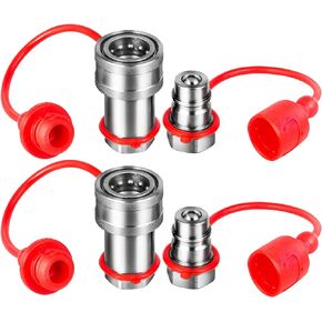 قارنات هيدروليكية VEVOR ذات وجه كروي 1/2 جسم 1/2 NPT، وصلات توصيل سريعة للانزلاق، تركيبات هيدروليكية 4061 رطل لكل بوصة مربعة، مجموعتان من قارنات التوصيل الهيدروليكية مع أغطية غبار لحقيبة البوبكات، كوبوتا in Kuwait