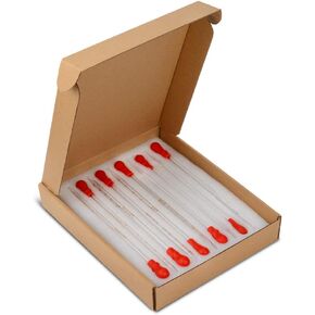 مجموعة ماصات قطارة زجاجية من StonyLab، مجموعة ماصات سميكة من زجاج البورسليكات لنقل السائل مع أغطية مطاطية حمراء للمختبر، مجموعة من 10 (متدرجة 0.5 مل، 1 مل، 2 مل، غير متدرجة 1 مل، 3 مل) in Kuwait