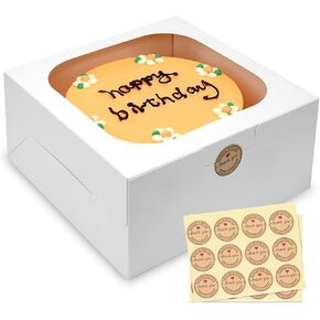 XINHPKGG 24 قطعة من علب الكيك مع نافذة: 10x10x5 بوصة صناديق خبز بيضاء، باستيل كاجاس للكيك، كب كيك، فطيرة، حزمة، معجنات، فراولة الشوكولاتة، الحلوى، الكوكيز in Kuwait