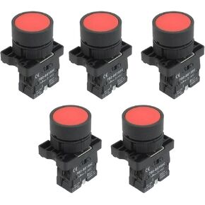 Uxcell A12082000ux0371 1 NC N/C مفتاح زر ضغط مؤقت، 600 فولت، 10 أمبير، ZB2-EA42، 5 قطع 22 مم in Saudi Arabia