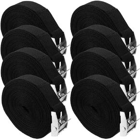 مجموعة احزمة تثبيت من سوجاب، 16 قطعة مع ابزيم كاياك، احزمة شديدة التحمل لسقف البضائع والشاحنات والمقطورة والامتعة والدراجات النارية وشنطة الحمل، مع خليط معدني من الزنك (اسود) in Kuwait