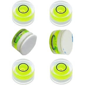 6Pcs Double Sided Adhesive Bubble Spirit Levels Mini Circular Bullseye Levels Used for Work shop, Speakers, Phonograph, Telescope, Tripod, Drill Etc. (15x6mm)