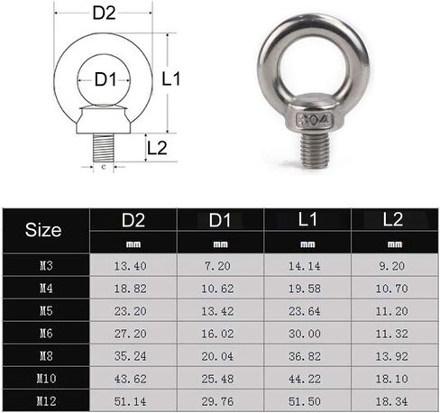 10 قطع 304 الفولاذ المقاوم للصدأ برغي خواتم العروة برغي الكتف رفع العين برغي رفع الحلقات رفع العين براغي ، M3 in Kuwait