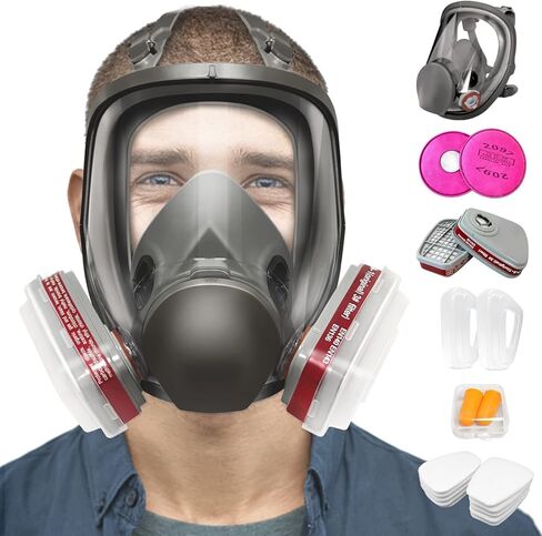 ANUNU Full Face Respirator Mask - Gas Mask with Filters for Chemical, Paint Vapors, Gases, Dust, Sanding, Welding, Woodworking, Machine Polishing in Kuwait
