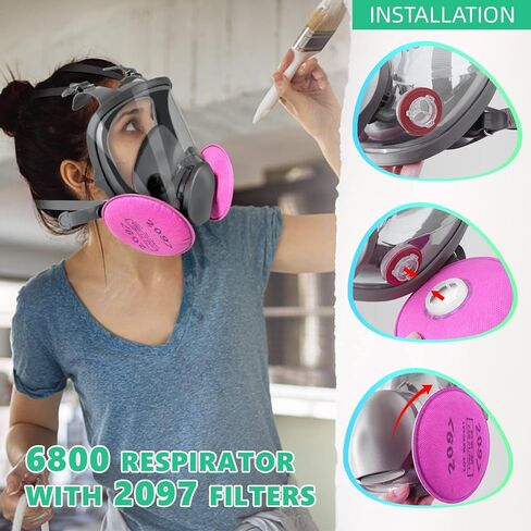 ANUNU Full Face Respirator Mask - Gas Mask with Filters for Chemical, Paint Vapors, Gases, Dust, Sanding, Welding, Woodworking, Machine Polishing in Kuwait