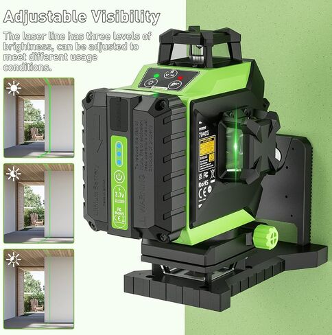 Huepar Laser Level 3 x 360 Self-Leveling Cross Line Laser 3D Green Laser Level with Pulse Mode Alignment Laser Tool with Rechargeable Li-ion Battery, Integrated Magnetic Bracket, Hard Carry Case 703CG in Saudi Arabia