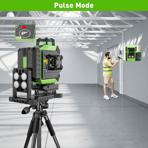 Huepar Laser Level 3 x 360 Self-Leveling Cross Line Laser 3D Green Laser Level with Pulse Mode Alignment Laser Tool with Rechargeable Li-ion Battery, Integrated Magnetic Bracket, Hard Carry Case 703CG in Saudi Arabia