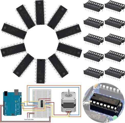 DAOKI 10PCS L293D DIP16 Stepper Motor Drivers Controller Four Channel Motor Driver IC 36V 600mA + Round Hole IC Socket 16PIN in Saudi Arabia