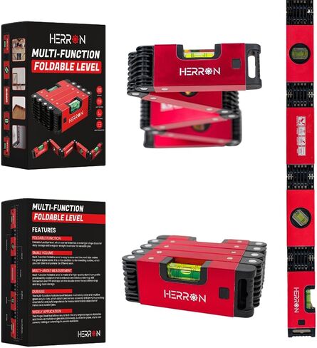 مستوى مغناطيسي قابل للطي من هيرون مقاس صغير 28 انش قابل للتمدد، مع اغطية طرفية وقوارير مضادة للصدمات، ادوات قياس متعددة الزوايا لاعمال النجارة، اداة بناء قابلة للطي من نيفيل in Kuwait