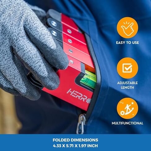 مستوى مغناطيسي قابل للطي من هيرون مقاس صغير 28 انش قابل للتمدد، مع اغطية طرفية وقوارير مضادة للصدمات، ادوات قياس متعددة الزوايا لاعمال النجارة، اداة بناء قابلة للطي من نيفيل in Kuwait