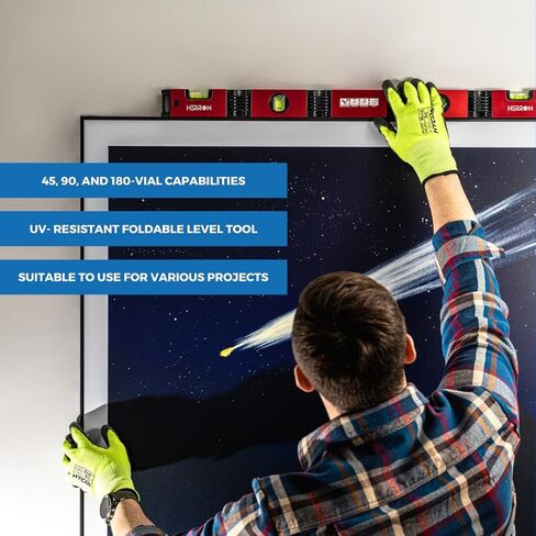 مستوى مغناطيسي قابل للطي من هيرون مقاس صغير 28 انش قابل للتمدد، مع اغطية طرفية وقوارير مضادة للصدمات، ادوات قياس متعددة الزوايا لاعمال النجارة، اداة بناء قابلة للطي من نيفيل in Kuwait