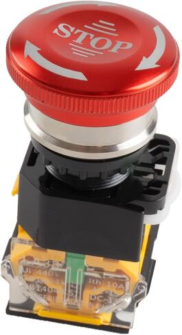 Paialu 22mm 1NO 1NC مفتاح ضغط إيقاف الطوارئ، مفتاح الفطر برأس معدني أحمر 440 فولت 10 أمبير - مفتاح إيقاف أمان مغلق عادة in Kuwait