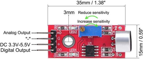 وحدة استشعار صوت ميكروفون 5 قطع AVR PIC للكشف عن صوت حساسية عالية لـ Arduino مع كابل دوبونت in Saudi Arabia