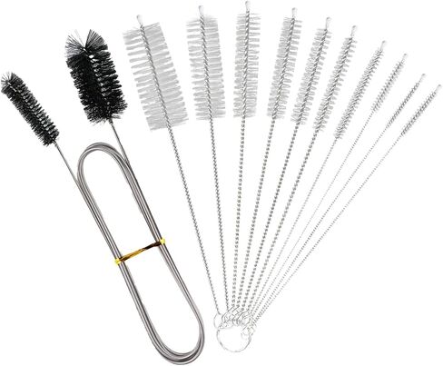 11 قطعة من فرشاة تنظيف القش الطويلة وفرشاة الصرف المرنة وفرش التنظيف المنزلية، مجموعة منظفات الأنابيب 61 بوصة/5 قدم فرشاة خرطوم مزدوجة الأطراف من الفولاذ المقاوم للصدأ وفرش تنظيف أنبوب نايلون 7.8 بوصة in Kuwait