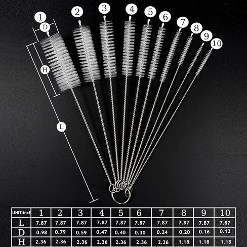 11 قطعة من فرشاة تنظيف القش الطويلة وفرشاة الصرف المرنة وفرش التنظيف المنزلية، مجموعة منظفات الأنابيب 61 بوصة/5 قدم فرشاة خرطوم مزدوجة الأطراف من الفولاذ المقاوم للصدأ وفرش تنظيف أنبوب نايلون 7.8 بوصة in Kuwait