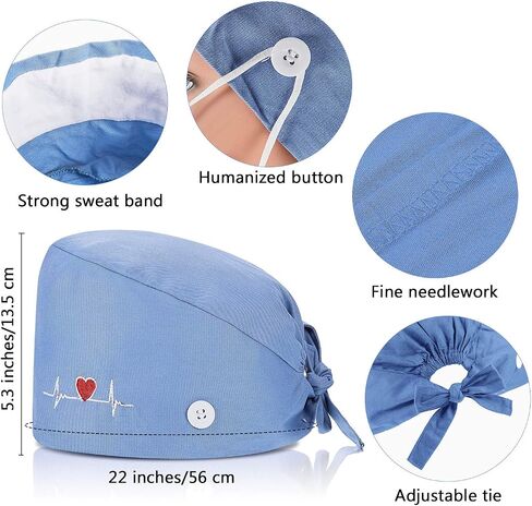 SATINIOR 4 Pieces Working Cap with Buttons, Unisex Bouffant Working Hat with Adjustable Sweatband in Saudi Arabia