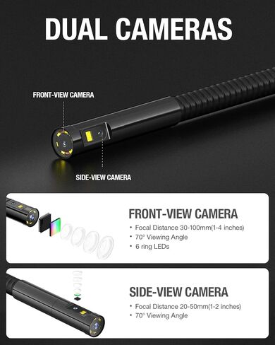 Teslong Inspection Camera, Dual Lens Endoscope Camera with Light 5" IPS Screen Digital Industrial Borescope,1080P Endoscope Waterproof Flexible Probe Borescope Camera with Light(10ft) in Kuwait