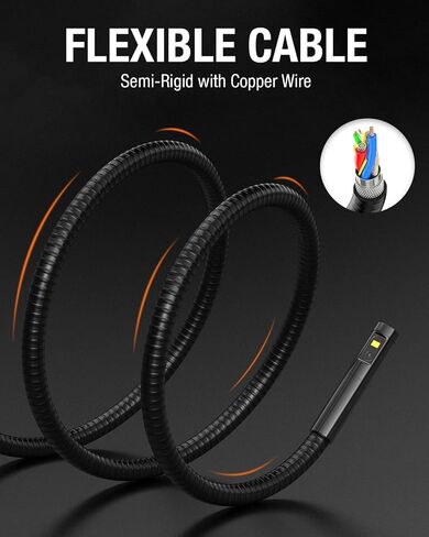 Teslong Inspection Camera, Dual Lens Endoscope Camera with Light 5" IPS Screen Digital Industrial Borescope,1080P Endoscope Waterproof Flexible Probe Borescope Camera with Light(10ft) in Kuwait