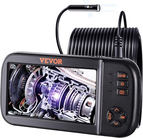 VEVOR 3 عدسة المنظار الصناعي، 1080P HD كاميرا التفتيش الرقمية Borescope 4.5 بوصة IPS شاشة IP67 كاميرا ثعبان مقاومة للماء مع 8 أضواء LED، كابل شبه صلب 16.5FT، بطاقة 32 جيجابايت وأداة مفيدة in Kuwait