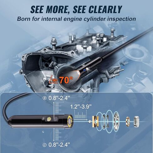 VEVOR 3 عدسة المنظار الصناعي، 1080P HD كاميرا التفتيش الرقمية Borescope 4.5 بوصة IPS شاشة IP67 كاميرا ثعبان مقاومة للماء مع 8 أضواء LED، كابل شبه صلب 16.5FT، بطاقة 32 جيجابايت وأداة مفيدة in Kuwait