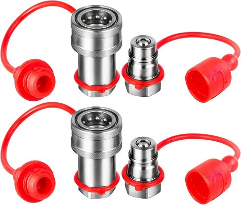 قارنات هيدروليكية VEVOR ذات وجه كروي 1/2 جسم 1/2 NPT، وصلات توصيل سريعة للانزلاق، تركيبات هيدروليكية 4061 رطل لكل بوصة مربعة، مجموعتان من قارنات التوصيل الهيدروليكية مع أغطية غبار لحقيبة البوبكات، كوبوتا in Kuwait
