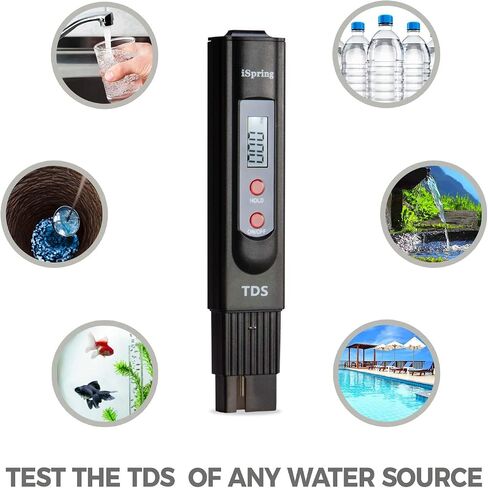 iSpring TDS2 Digital 2-Button TDS Meter with Backlit LCD, Black in Saudi Arabia