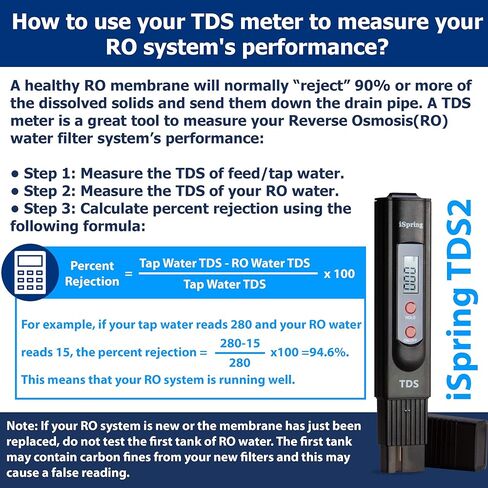 iSpring TDS2 Digital 2-Button TDS Meter with Backlit LCD, Black in Saudi Arabia