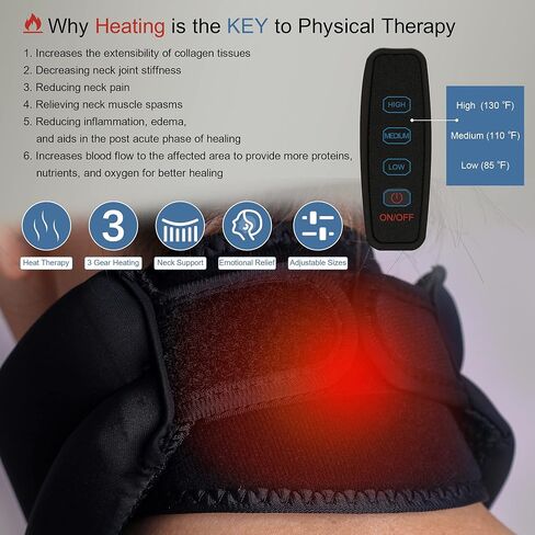 Heated Neck Brace for Neck Pain and Support, Cervical Collar with Large Neck Heating pad for Neck Pain, Neck Warmer for Neck Relax and Neck Decompression, Neck Support and Neck Pain Relief Device in Saudi Arabia
