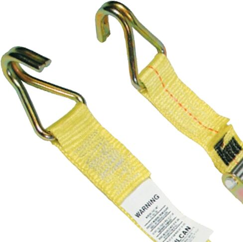 VULCAN Autohauler Car Tie Down with J Hooks - Sliding Idler 3-Cleat - 120 Inch, 4 Pack - Classic Yellow - 1,600 Pound Safe Working Load in Kuwait