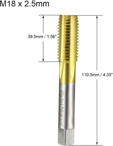 صنبور طحن خيط الماكينة المترية من uxcell M16 x 1.5 H2 مطلي بالتيتانيوم (مطلي بـ Ti) فولاذ عالي السرعة 4 مزامير مستقيمة برغي خيط التنصت على الخيوط أداة إصلاح ميكانيكي DIY in Kuwait