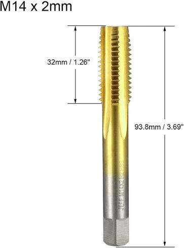 صنبور طحن خيط الماكينة المترية من uxcell M16 x 1.5 H2 مطلي بالتيتانيوم (مطلي بـ Ti) فولاذ عالي السرعة 4 مزامير مستقيمة برغي خيط التنصت على الخيوط أداة إصلاح ميكانيكي DIY in Kuwait