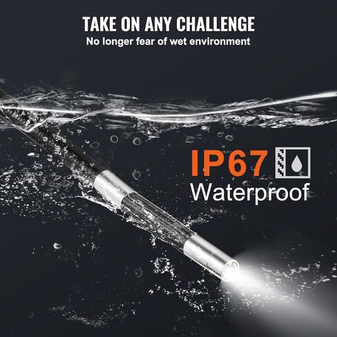 كاميرا VEVOR المفصلية Borescope مع ضوء، كاميرا فحص بالمنظار المفصلي في اتجاهين مع عدسة صغيرة 6.4 مم، شاشة IPS 1080P HD مقاس 5 بوصات، تكبير 8X، كاميرا ثعبان بإضاءة LED 8 للسيارات والسباكة in Kuwait