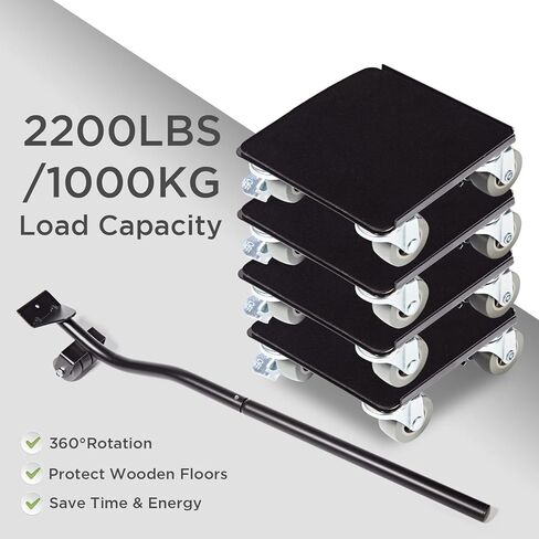 Goyappin Furniture Dolly 4 Wheels Heavy Duty and Furniture Lifter,Furniture Move Tool,2200LBs Load, Appliances Roller for Heavy Objects,Washing Machine,Refrigerator in Kuwait