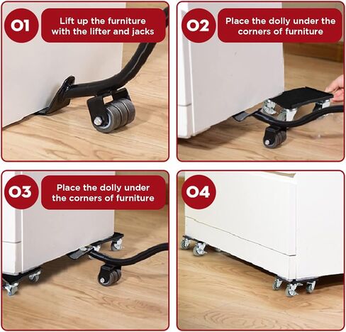 Goyappin Furniture Dolly 4 Wheels Heavy Duty and Furniture Lifter,Furniture Move Tool,2200LBs Load, Appliances Roller for Heavy Objects,Washing Machine,Refrigerator in Kuwait