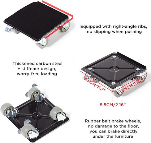 Goyappin Furniture Dolly 4 Wheels Heavy Duty and Furniture Lifter,Furniture Move Tool,2200LBs Load, Appliances Roller for Heavy Objects,Washing Machine,Refrigerator in Kuwait
