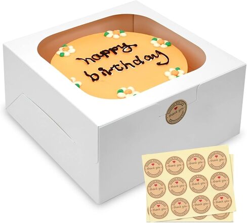 XINHPKGG 24 قطعة من علب الكيك مع نافذة: 10x10x5 بوصة صناديق خبز بيضاء، باستيل كاجاس للكيك، كب كيك، فطيرة، حزمة، معجنات، فراولة الشوكولاتة، الحلوى، الكوكيز in Kuwait