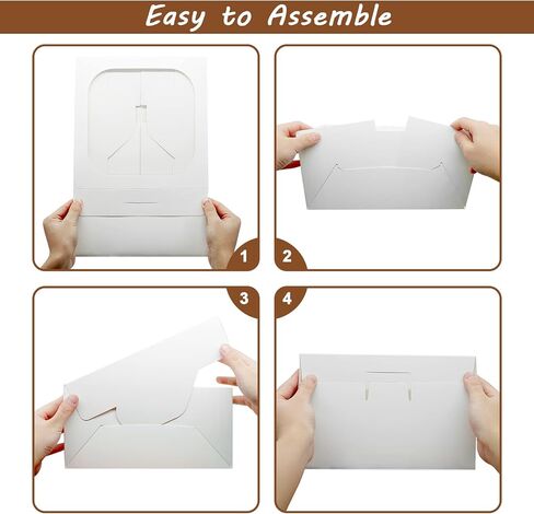 XINHPKGG 24 قطعة من علب الكيك مع نافذة: 10x10x5 بوصة صناديق خبز بيضاء، باستيل كاجاس للكيك، كب كيك، فطيرة، حزمة، معجنات، فراولة الشوكولاتة، الحلوى، الكوكيز in Kuwait