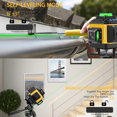 Alloyman 16 Line Laser Level, Self Leveling 4x360° Green Laser Level with 2Pcs Rechargeable Lithium Batteries/Wall Mount/Remote Control for Indoor and Outdoor Building Renovation Work, JGY-002 in Saudi Arabia