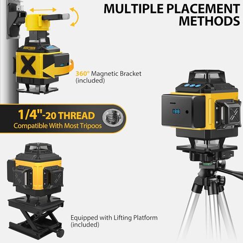 Alloyman 16 Line Laser Level, Self Leveling 4x360° Green Laser Level with 2Pcs Rechargeable Lithium Batteries/Wall Mount/Remote Control for Indoor and Outdoor Building Renovation Work, JGY-002 in Saudi Arabia