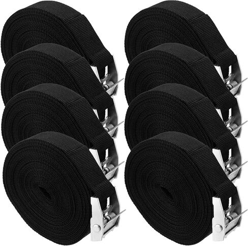 مجموعة احزمة تثبيت من سوجاب، 16 قطعة مع ابزيم كاياك، احزمة شديدة التحمل لسقف البضائع والشاحنات والمقطورة والامتعة والدراجات النارية وشنطة الحمل، مع خليط معدني من الزنك (اسود) in Kuwait