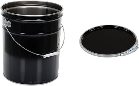 Vestil PAIL-STL-RI Steel Open Head Pail with Handle, 5 gallon Capacity, Black, Pack of 1 in Kuwait
