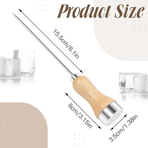 موتزو عيدان ثلج من الستانلس ستيل بمقبض خشبي للمطبخ والمطاعم والبار والمنزل من قطعتين in Kuwait