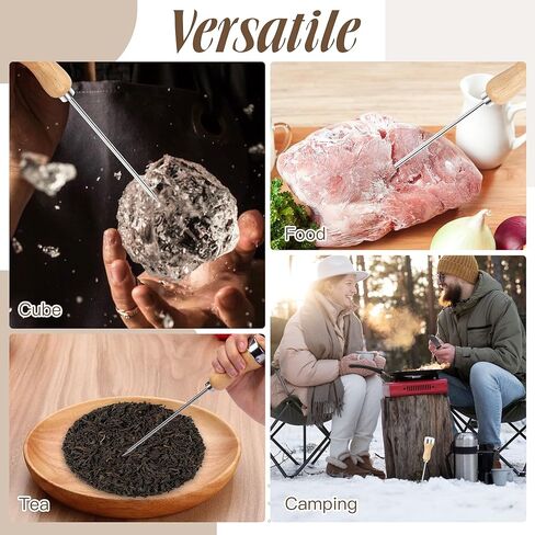 موتزو عيدان ثلج من الستانلس ستيل بمقبض خشبي للمطبخ والمطاعم والبار والمنزل من قطعتين in Kuwait